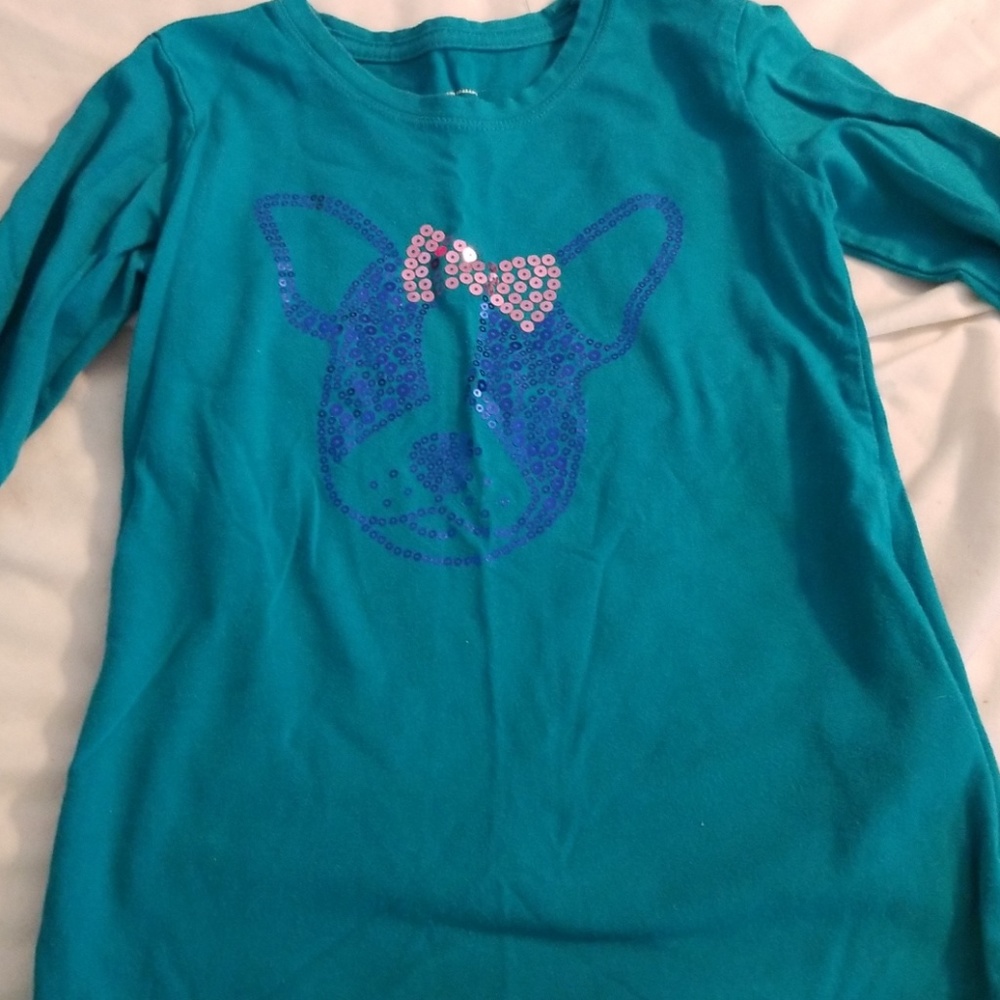 Long sleeve shirt with sequin dog face